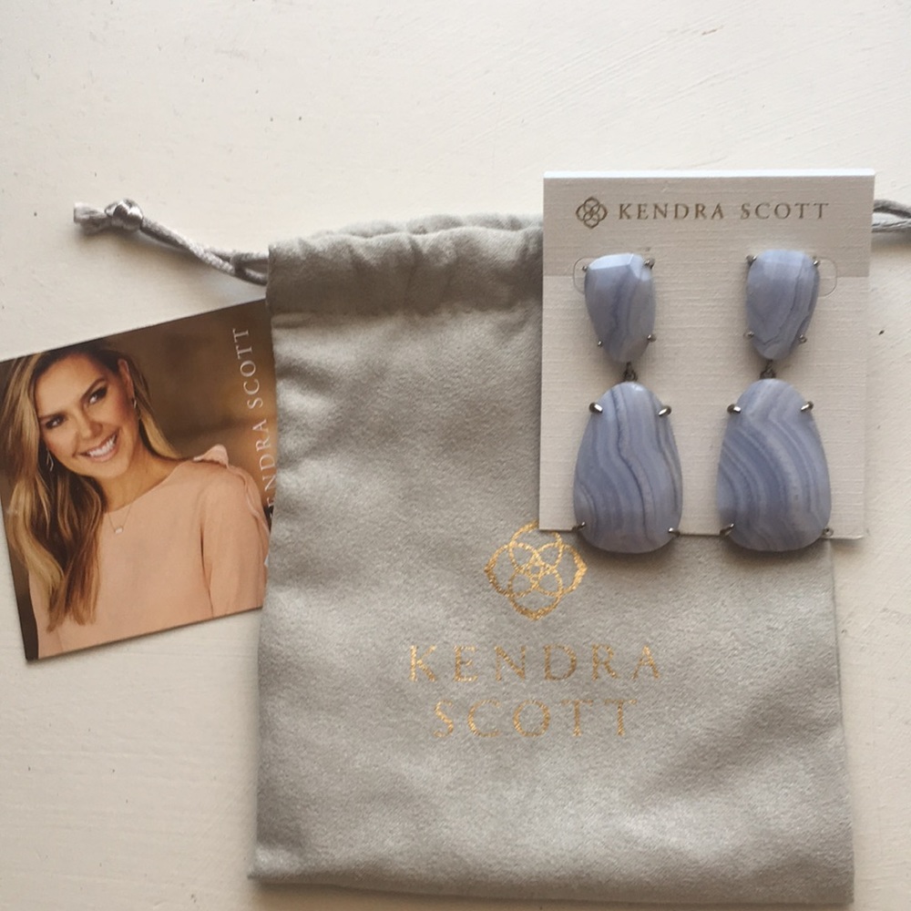 Kendra Scott blue lace agate Katie earrings